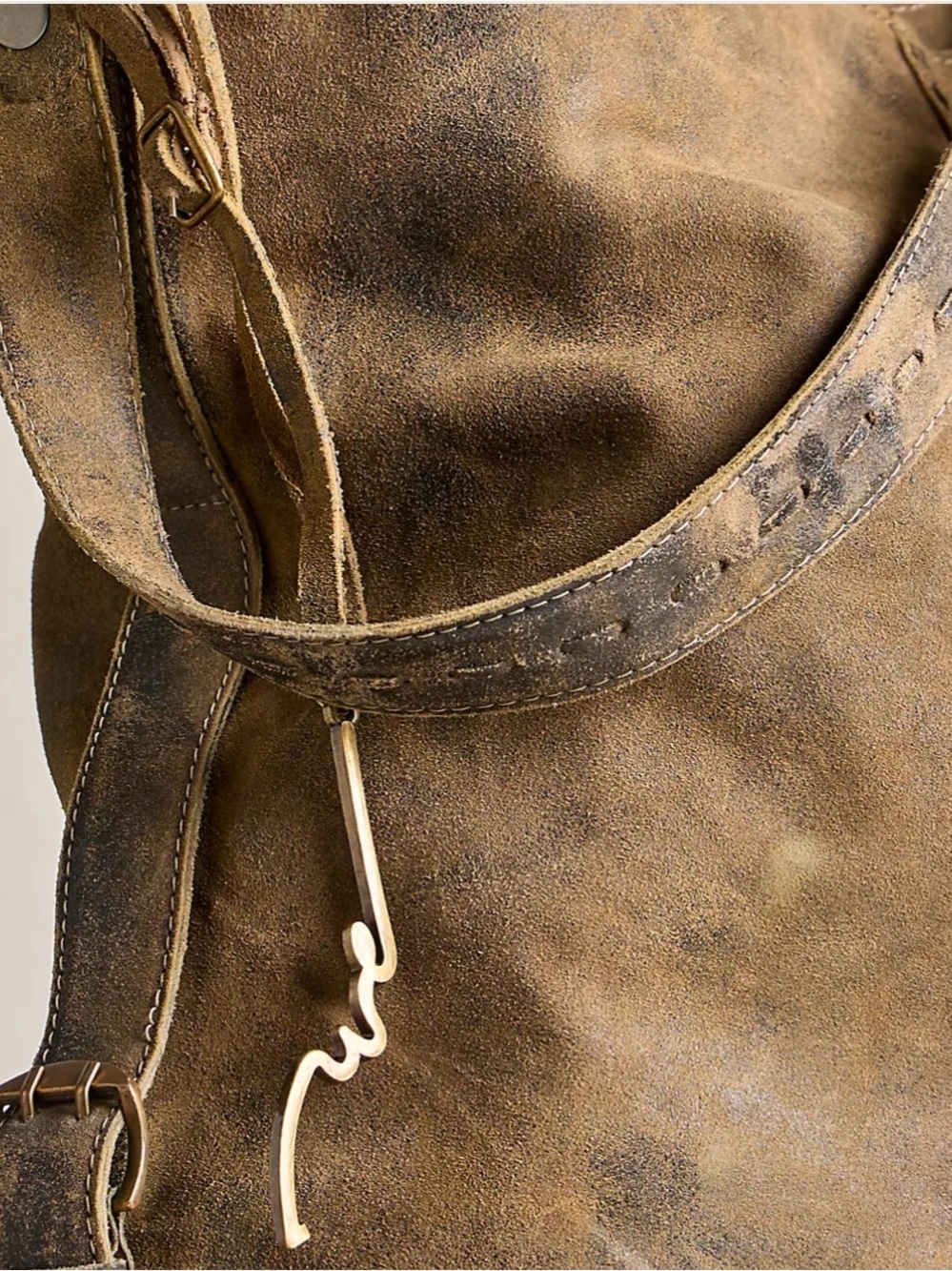Free people Dallas  Suede Shoulder Bag in Olive Brown - Picture 4 of 4